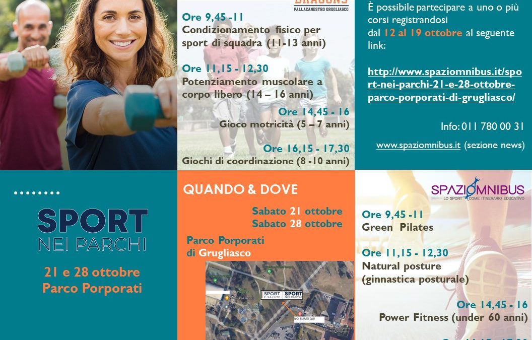 SPORT NEI PARCHI – 21 e 28 OTTOBRE – PARCO PORPORATI DI GRUGLIASCO